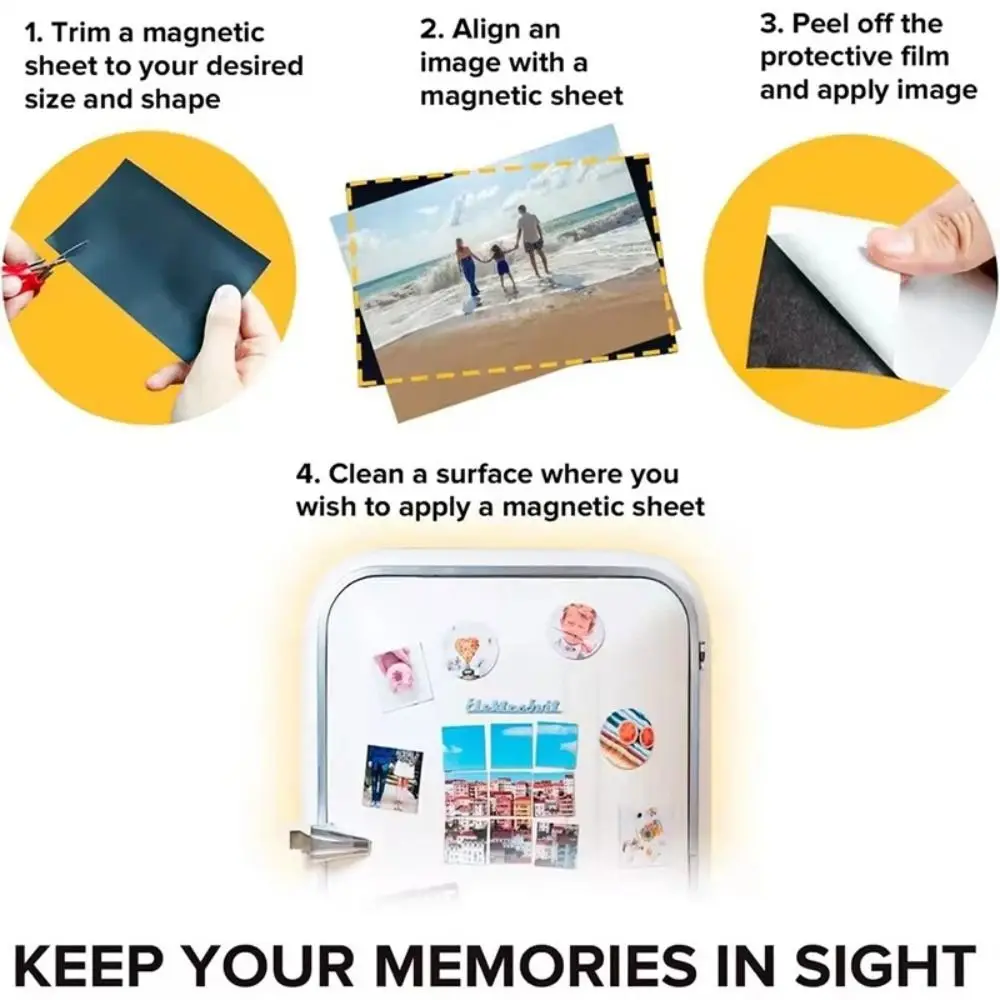 New A4 Magnetic Mat Sheets Self-Adhesive Easy Peel Magnet Sheet Flexible Rubber Magnet Fridge Crafts Photo Picture Decor