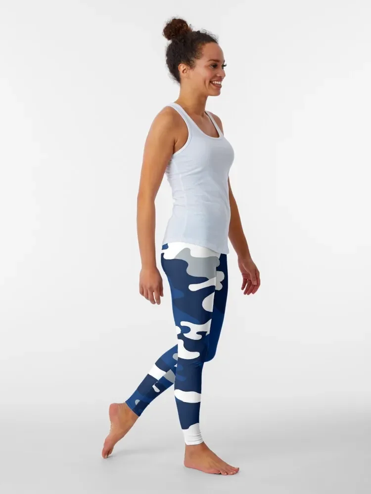 Blue and White Army Leggings sportswear for gym sports for active wear Womens Leggings