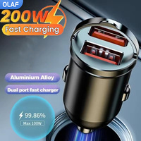 Olaf 200W Mini Pull Ring Car Charger Fast Charging QC3.0 Mini Dual USB Car Mobile Phone Charger For iPhone Samsung Huawei Xiaomi