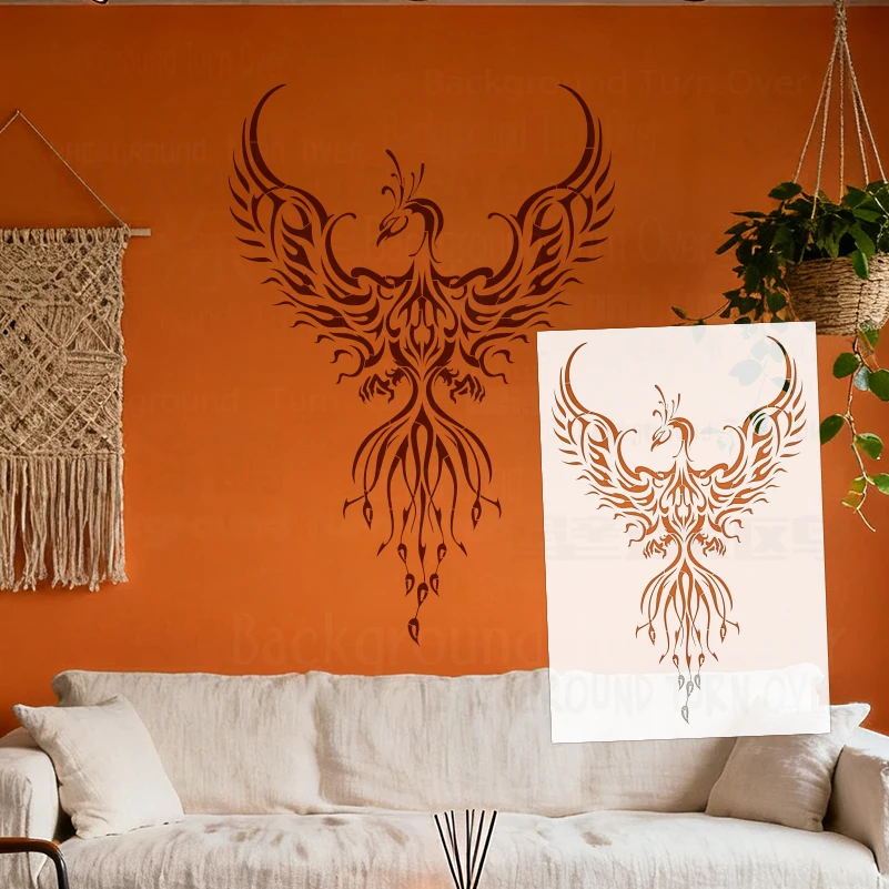58cm - 117cm Stencil Wall For Painting Decorative Template To Paint Plaster Custom Larges Brick Rollers Phoenix Totem S663