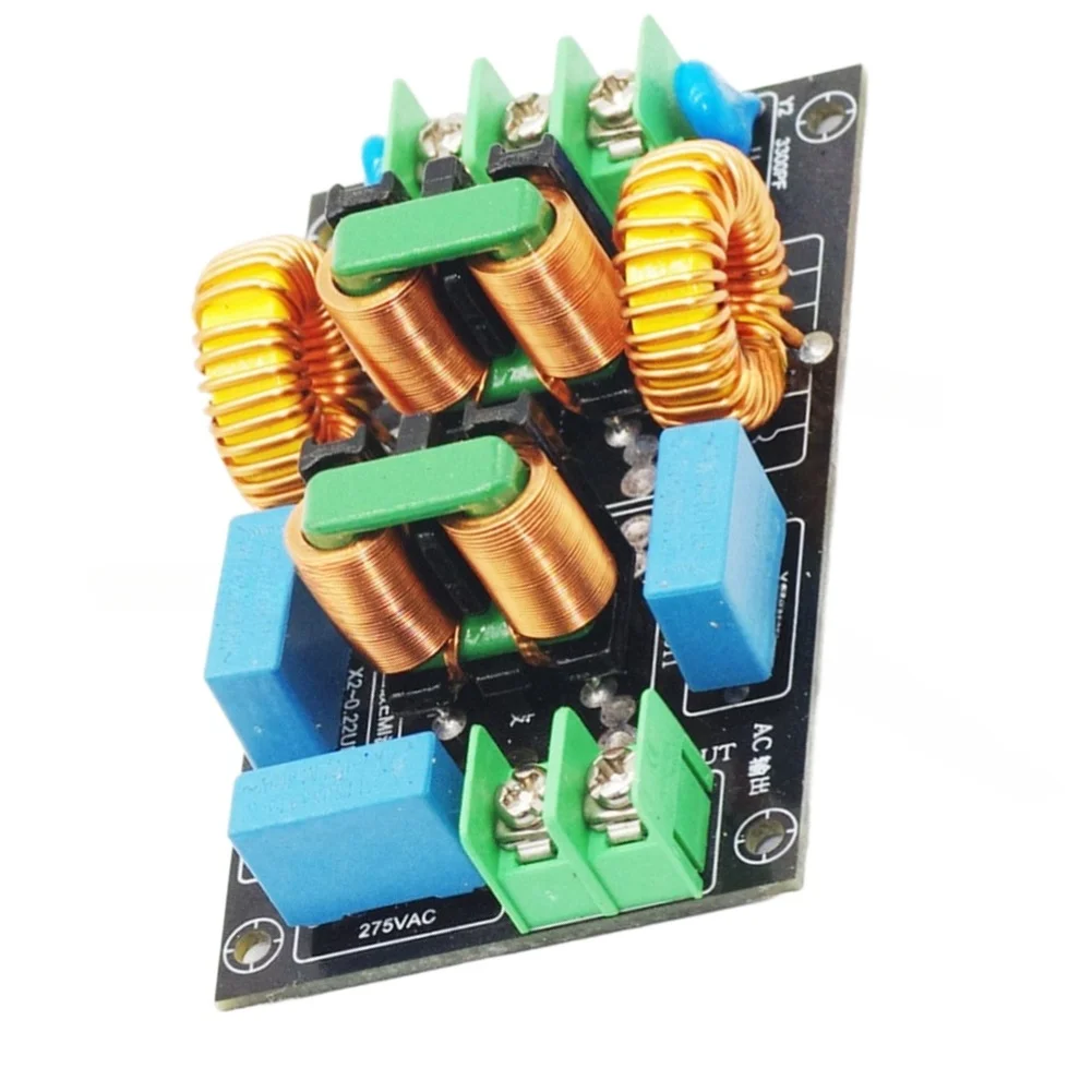 AC Line Noise Filter with 3-Stage Configuration Featuring X2 Capacitors and Dual Common Mode Inductors for Audio Systems