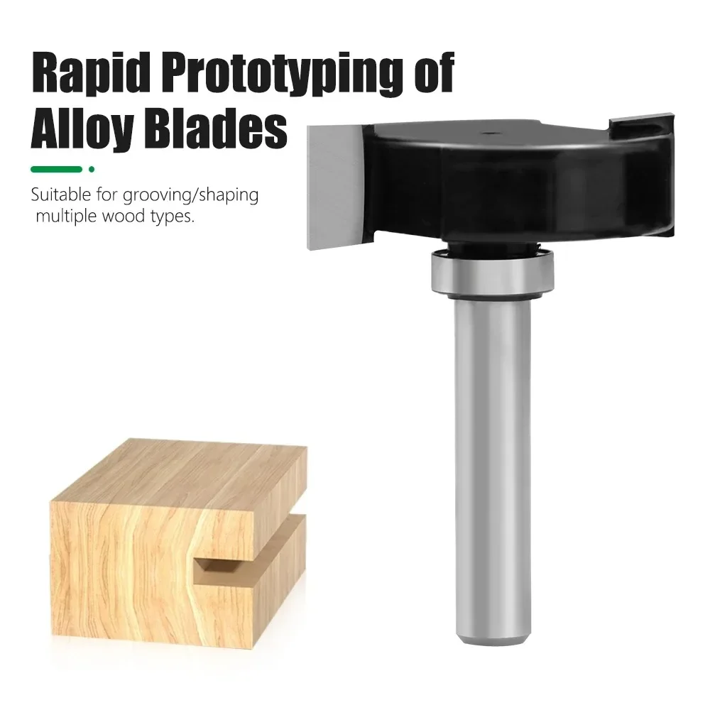 1PC 8MM Shank Milling Cutter Wood Carving T-Slot Router Bit with Bearing - Double Edge Grooving Cutter for Wood Slotting Edging