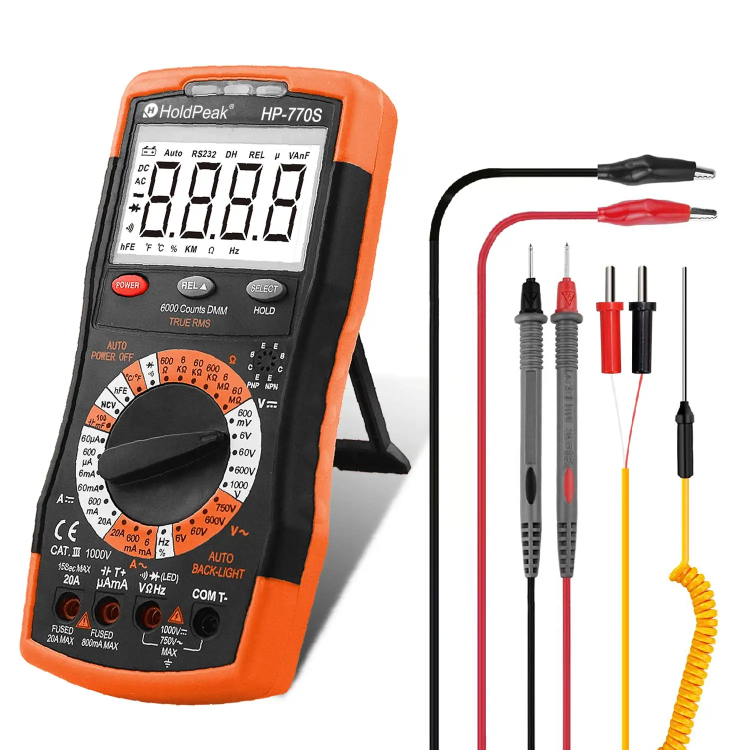 Holdpeak Multímetro Digital Hp770s 6000 Contagens Manual Variando Medida com Precisão para ac dc Tensão Tester Ncv Resistência