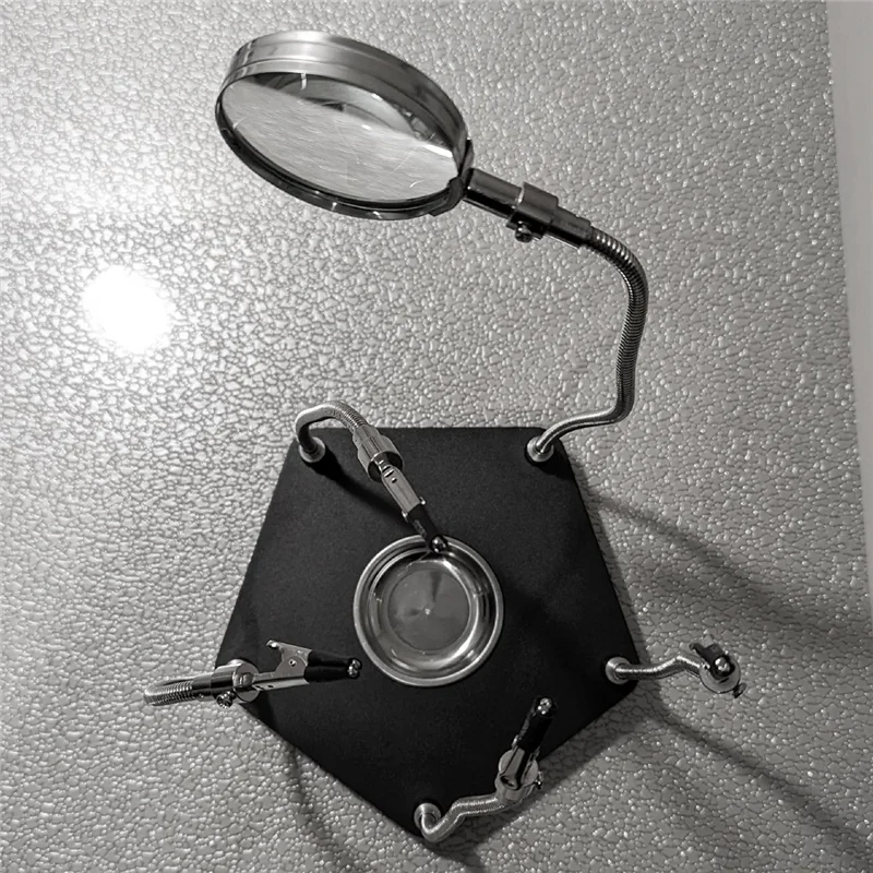Solder meja membantu tangan dengan klip buaya kaca pembesar untuk papan PCB alat solder perbaikan Las stasiun solder tangan ketiga