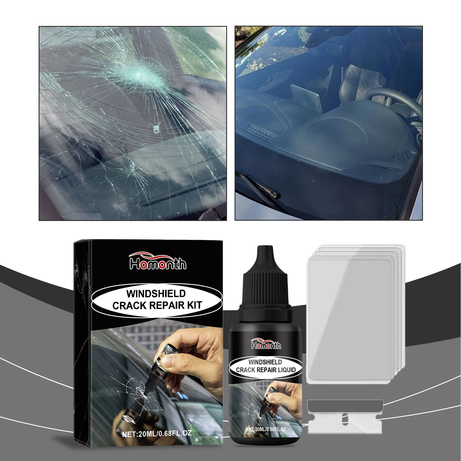 

Жидкость для ремонта лобового стекла автомобиля, очиститель для автомобильного стекла, ремонт трещин, Clear Vision