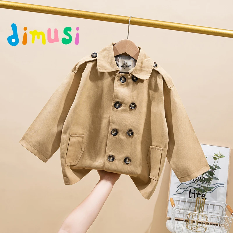 

Autumn Kids Coat Outdoor Casual Cotton Boys Girls Trench Jacket Fashion Solid Color Double Breasted Coat Children's Clothing