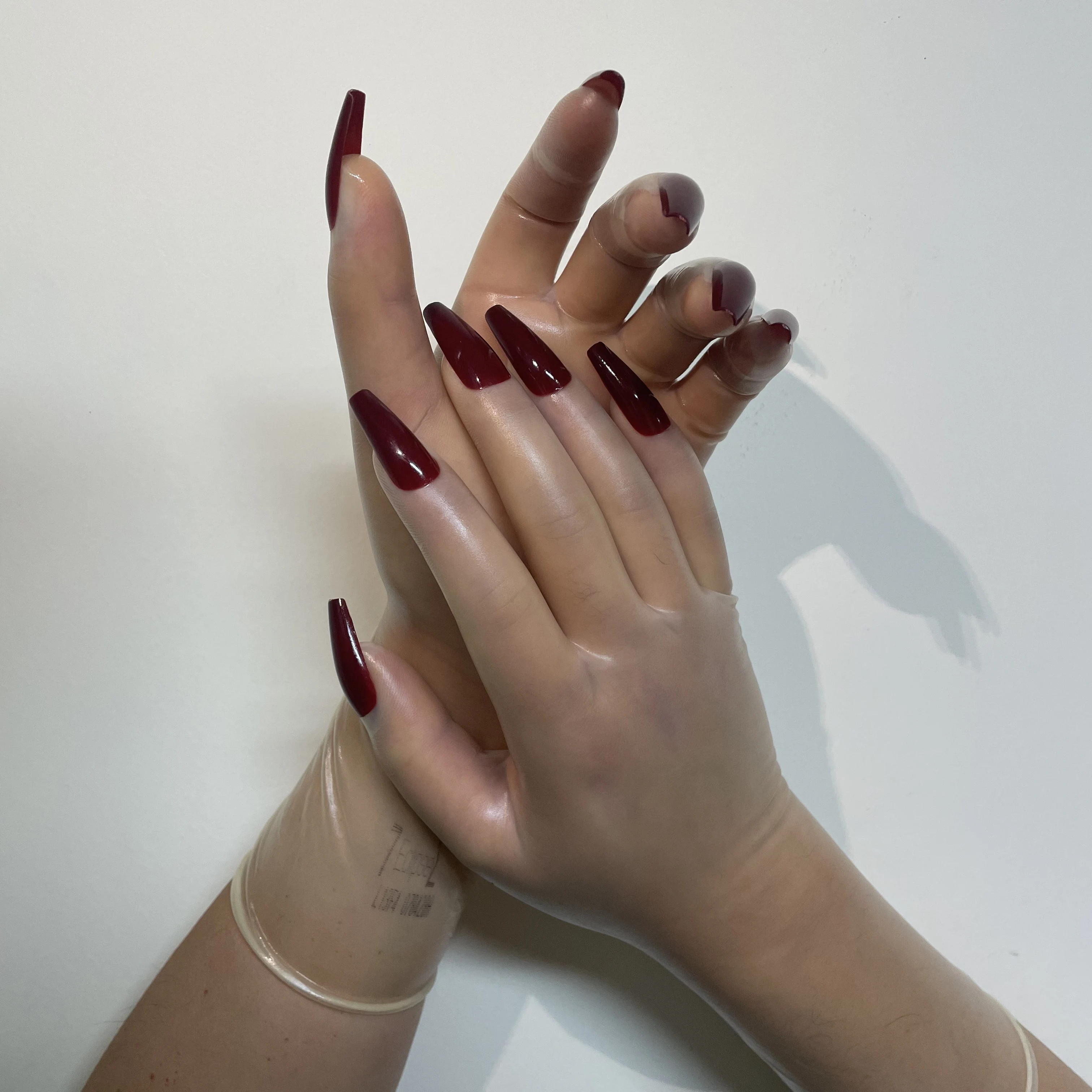 Ultra Thin Transparent Latex Gloves Male To Female MalaysianTight Binding Kigurumi Medium Length Zentai Nail Latex Gloves