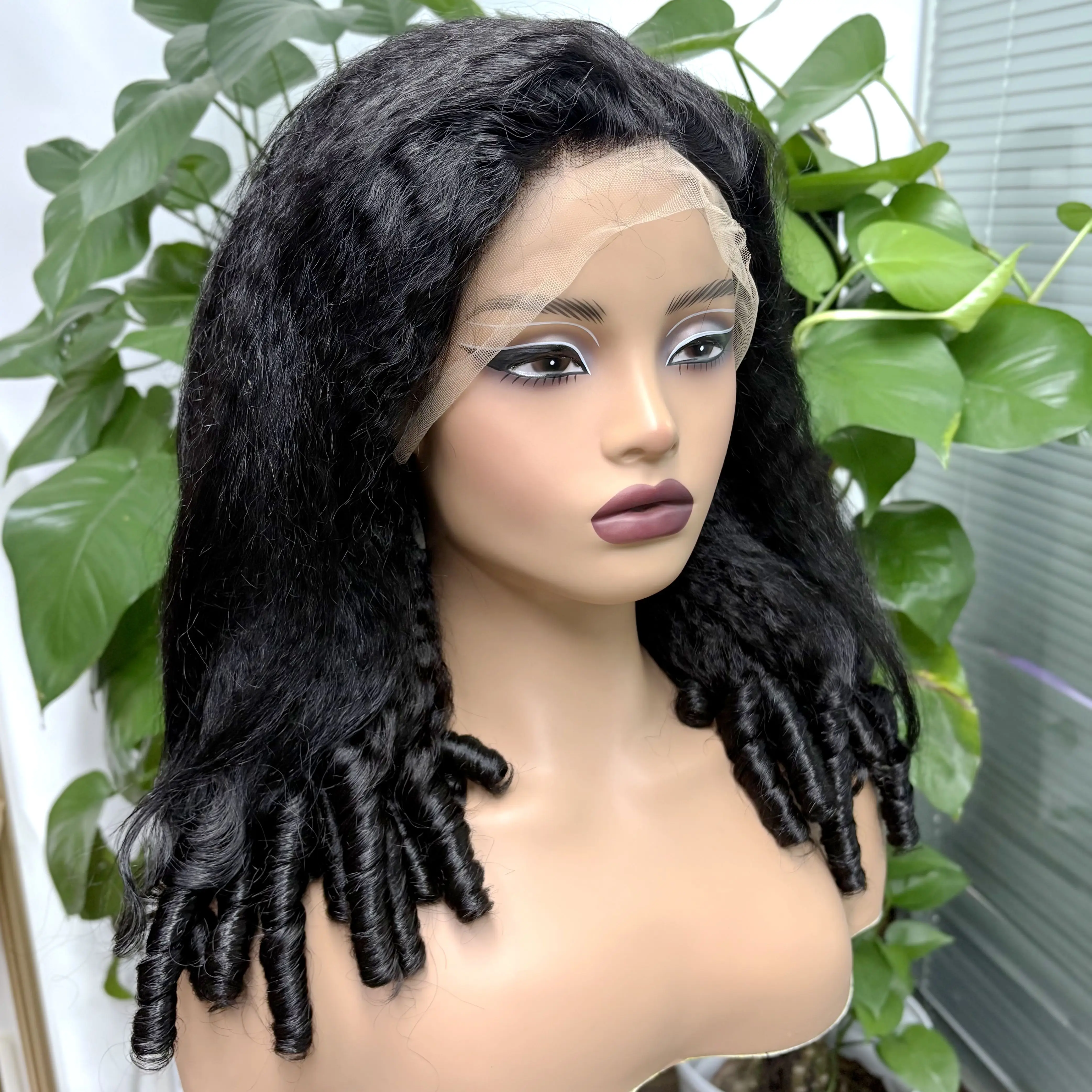 Peluca de cabello humano liso y rizado de 20 pulgadas y 350% de espesor, pelucas de cabello rizado en espiral, peluca de cabello Remy brasileño de color Frontal de encaje 13x4 para mujer