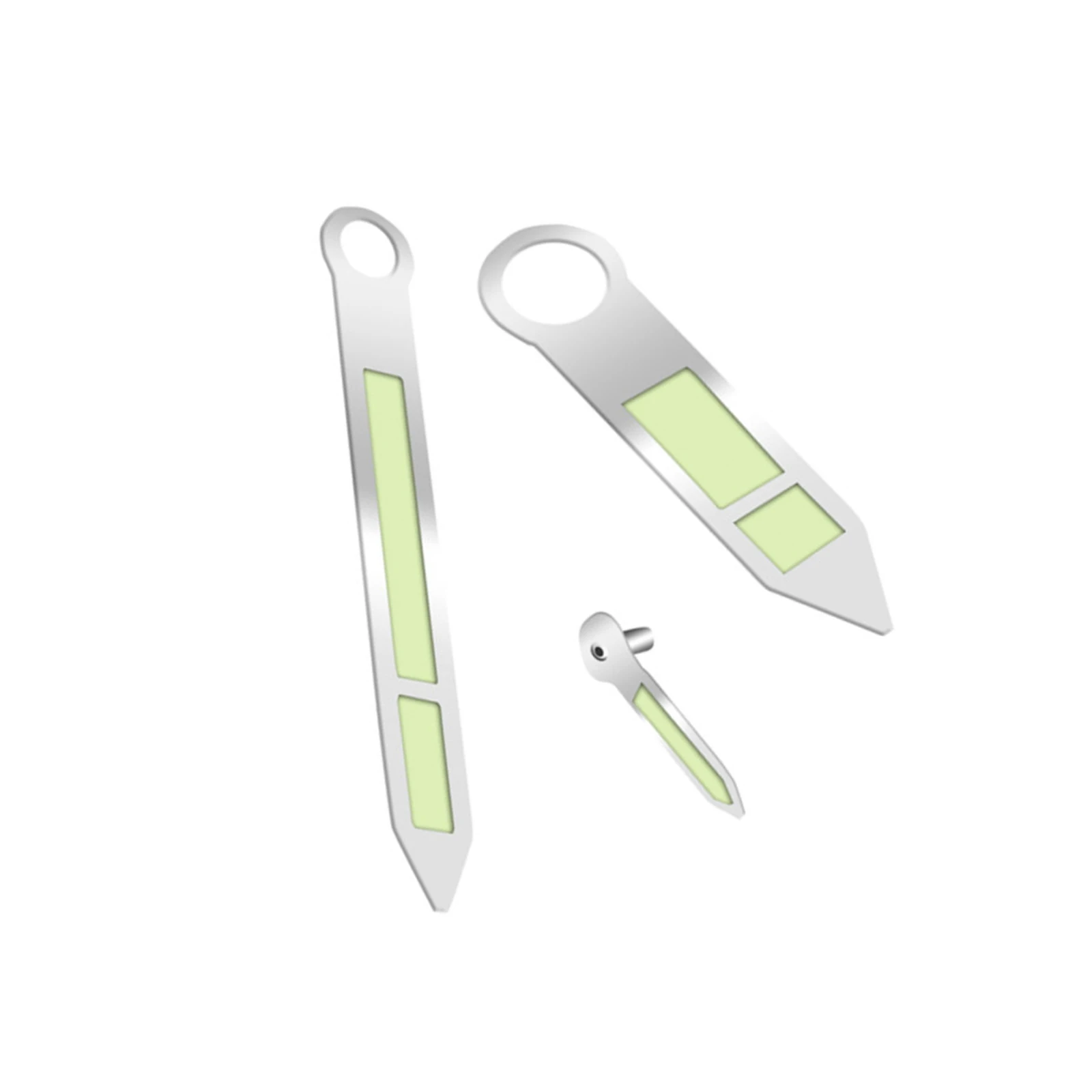 3Pcs Luminous Watch Hands for ETA6497/6498 ST3600/3620, Silver Edge Green Glow Replacement Hands Set