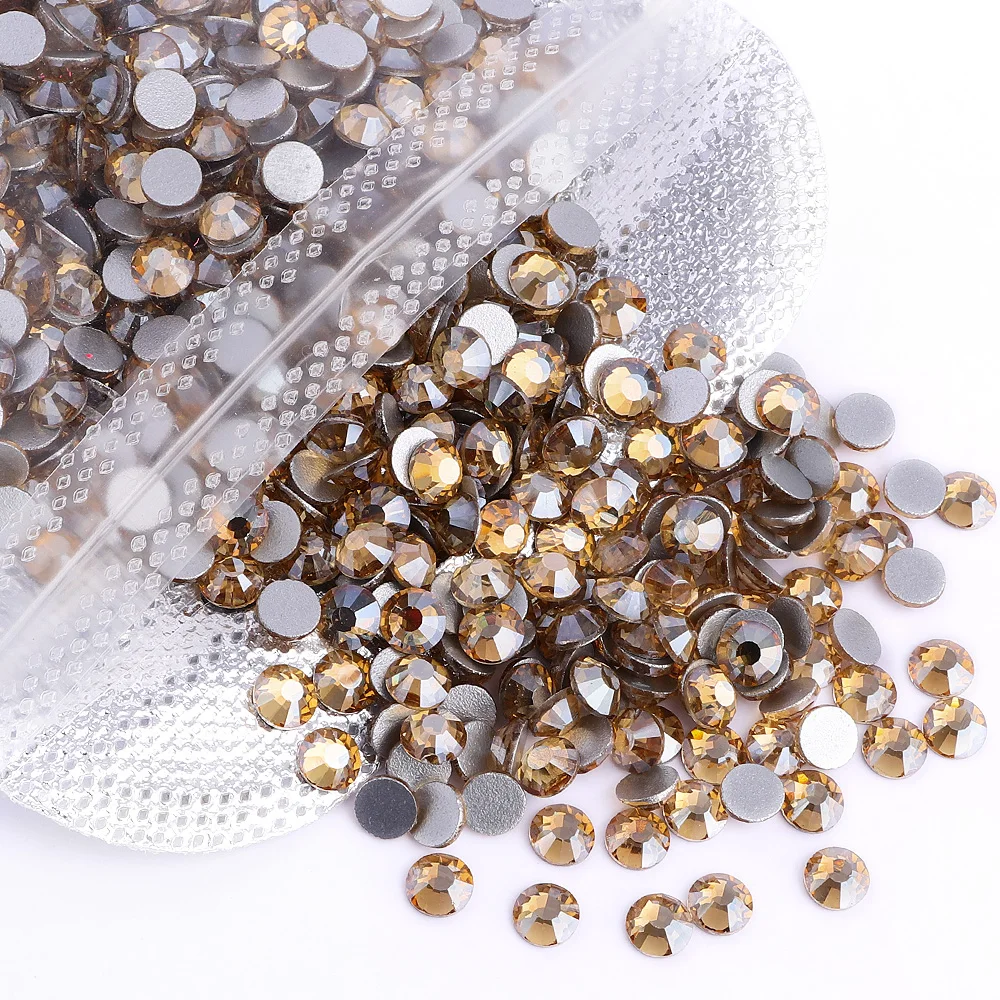 Hoge Kwaliteit SS3-SS50 Golden Shadow Glas Flatbase Steentjes Niet-Hotfix Edelstenen Glitter Kristal Voor Nail Art Ambachten Decoratie