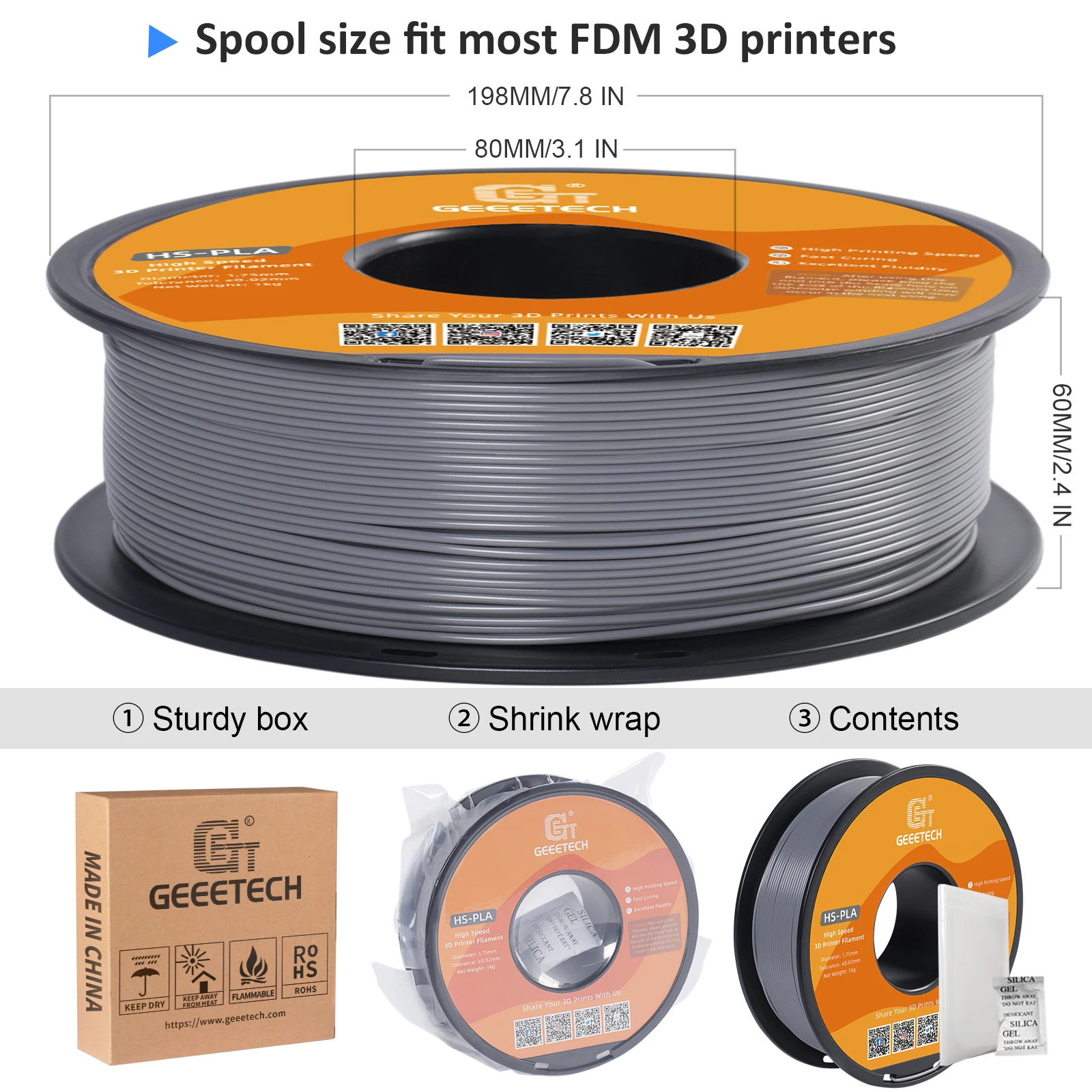 Imagem -05 - Filamento de Impressora Alta Velocidade Pla 1kg 1.75 mm Secagem Rápida Velocidade de Impressão Alta Qualidade Maior Qualidade Geeetech3d