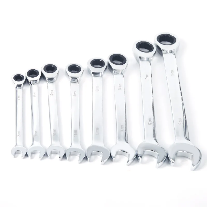 12pcs Chrome Vanadium Steel Combination Spanner Ratchet Wrench Set