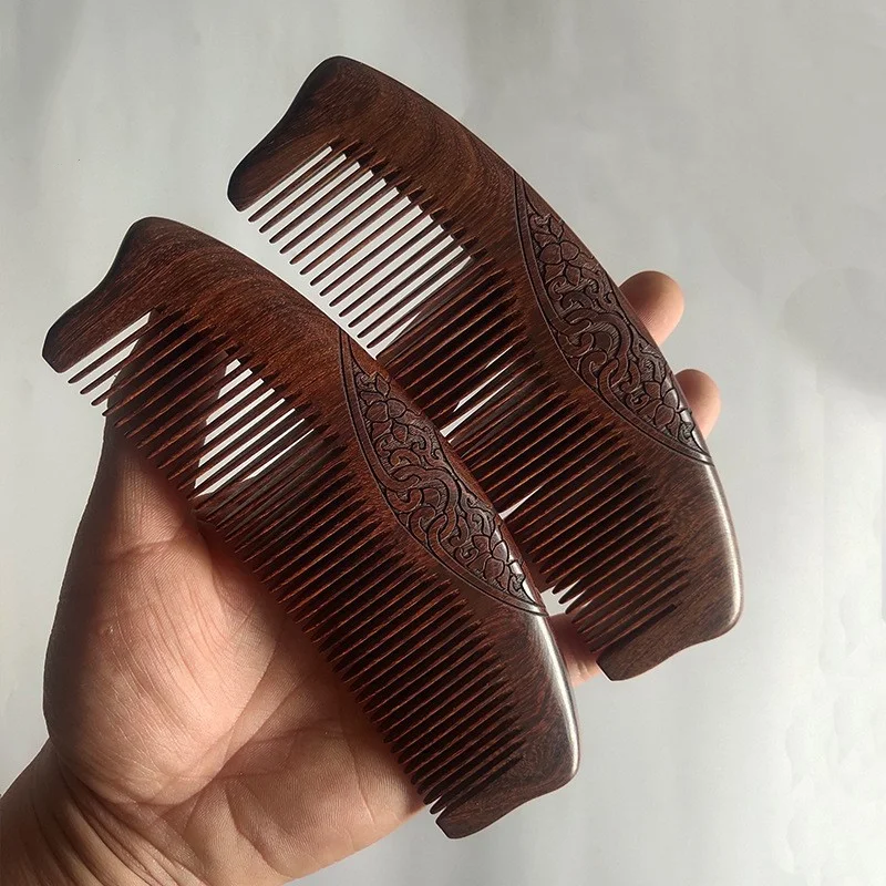 10pcs Natural Sandalwood Comb Head Scalp Massage No Static Detangling Handmade Wooden Comb for Curly Straight Hair Styling