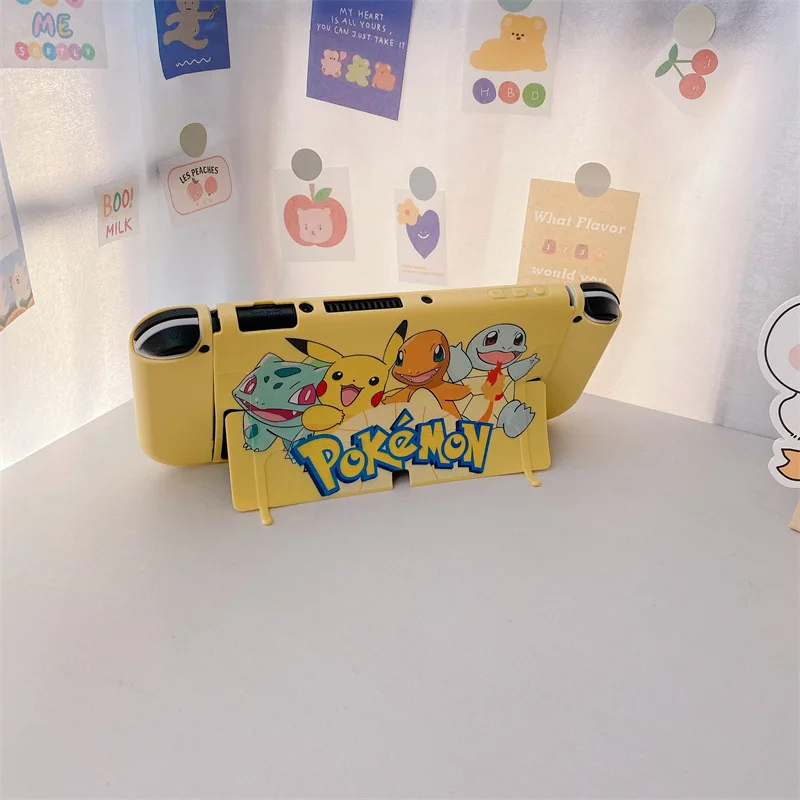 Pikachu dos desenhos animados para interruptor caso escudo protetor caixa de habitação dividida para nintendo switch acessórios oled ns console tpu fundas