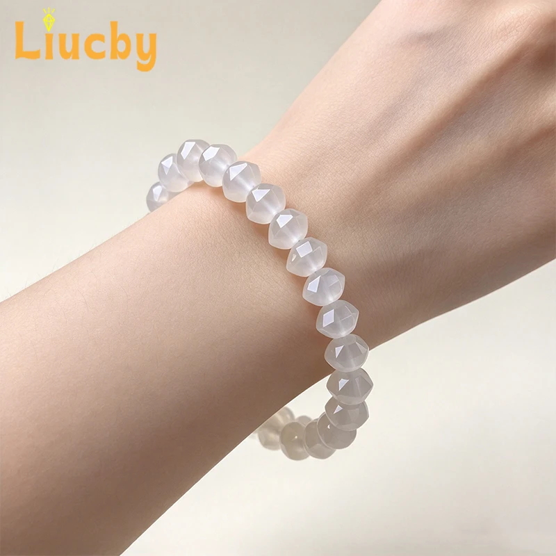 Natürliche weiße Jade, diamantgeschliffene, facettierte Abakusperlen, lose Edelsteinperlen für die Schmuckherstellung, DIY-Armband, Halskette, Ohrringe für Damen – Detail 4