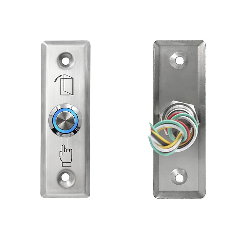 Stainless Steel Door Release NC/NO/COM Exit Button Blue Backlight LED Access Control System Lock
