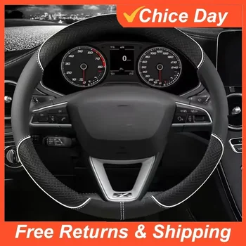 Car Steering Wheel Cover Microfiber Leather 38cm Non-Slip For Seat Tarraco Arona Ateca Ibiza Toledo Mii Leon Arosa Exeo ST Amagi 1