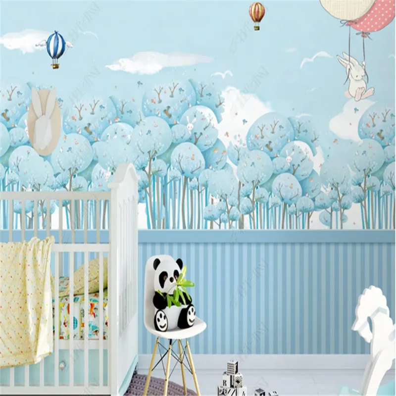 

Hand Painted Kid's Room Wallpaper Hot Air Balloon Sky Children's Room Background Wall Papers Home Decor Mural papel de parede