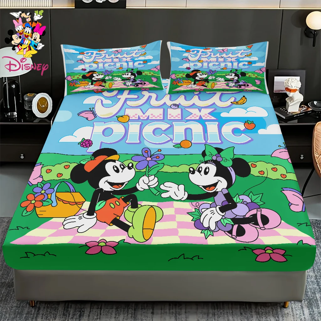 

2/3pcs Disney Mickey Fitted Sheet Set,100% Polyester Digital Print Comfortable Cute Soft Soft and Machine-Washable Fabric
