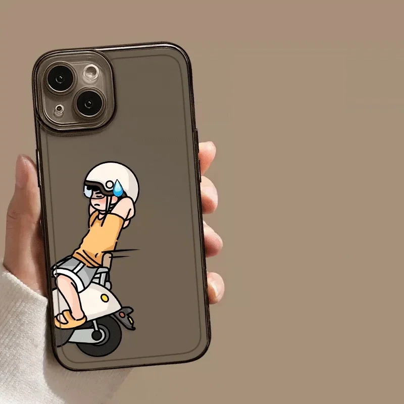 Funny Motorcycle Couple Phone Case for IPhone 16 15 13 11 12 14 Pro Max Mini X XS XR 7 8 14 Plus Motor Clear Paired Cover Fundas