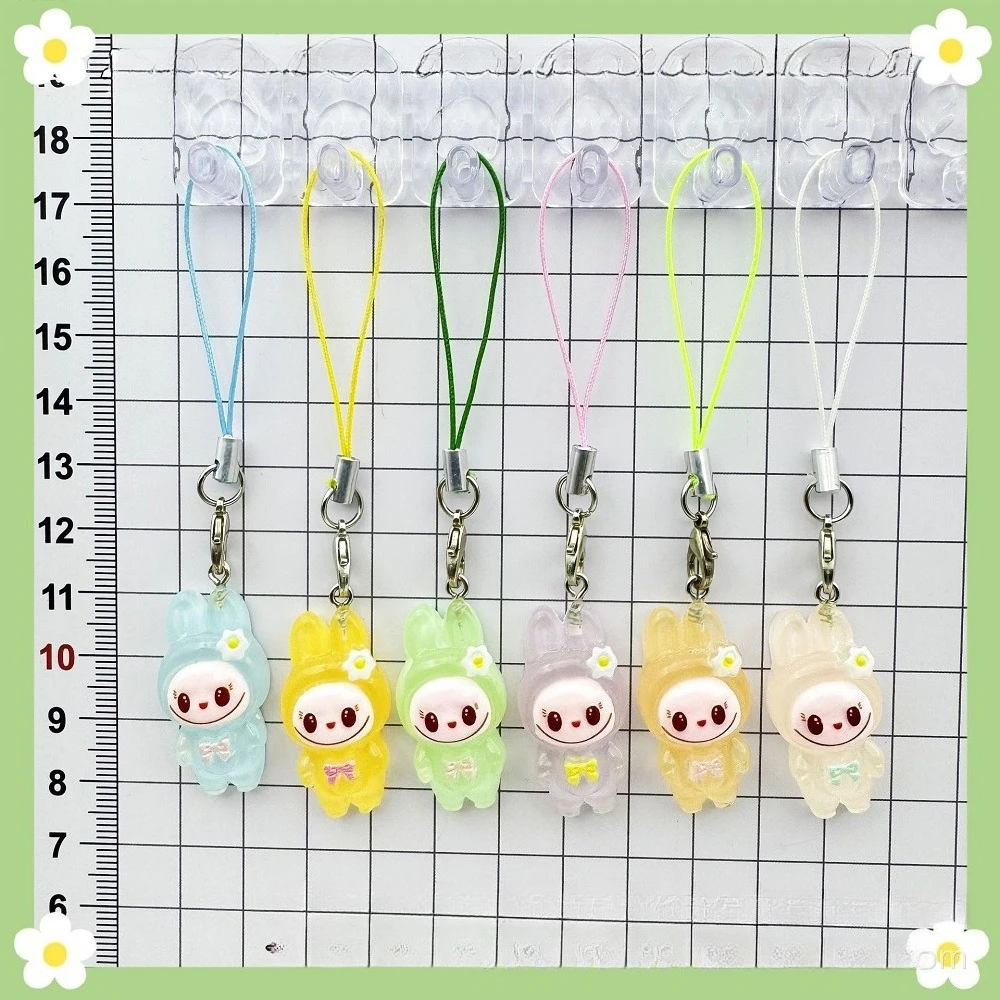 

6Pcs Kawaii Luminous Animation Bunny Mobile Phone Chain, Doll Pendant Keychain, Bag Pendant Accessories, Gifts