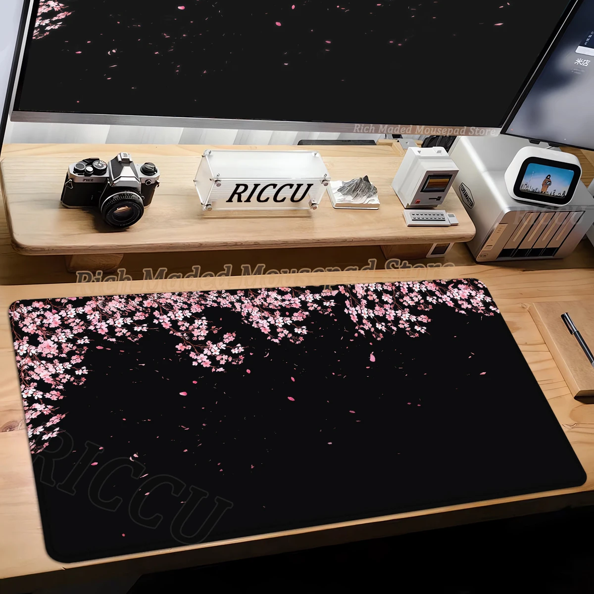 

Black Sakura Gaming Mouse Pad Extended Desk Mat Large Office PC Carpet Accessories Cherry Blossom Mousepad Gamer Computer Mats