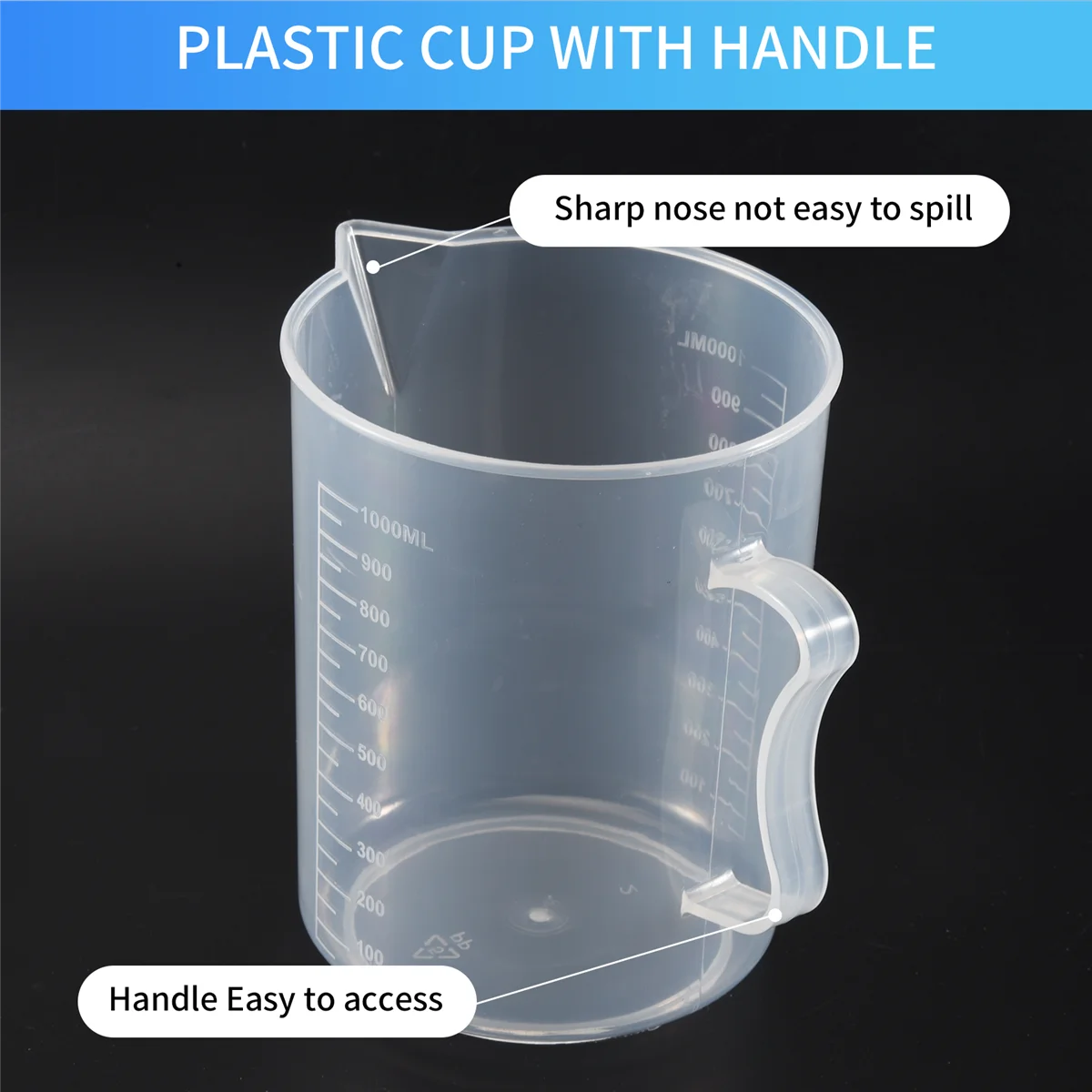 

AAAE 1000ml Transparent Graduated Beaker with Handle