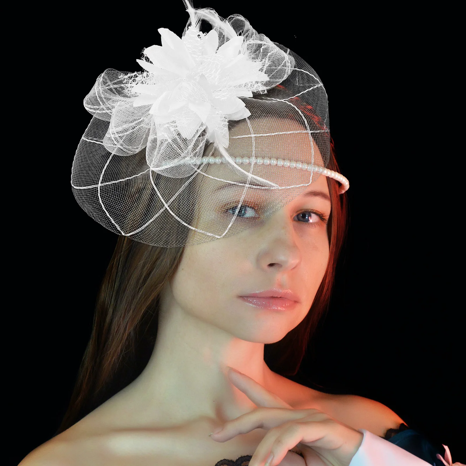 

Bridal Hair Accessories Wedding Headb Fascinator Hat Tea Party Women Hair Supplies Mini Ribbon White Color