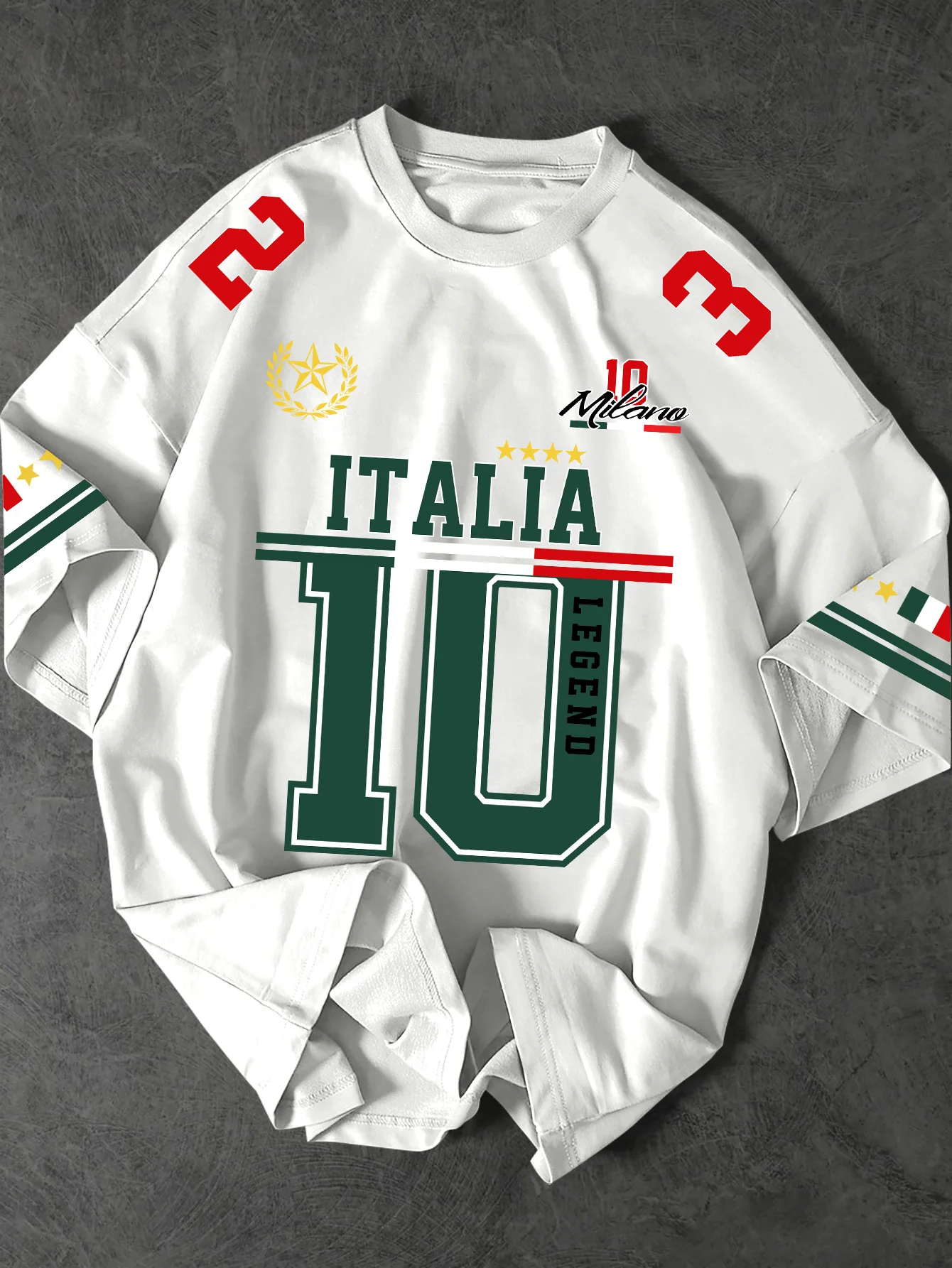Men's Italia 10 Print Graphic T-shirt Oversized 100% Polyester Italy Football Streetwear Tops S-XXL
