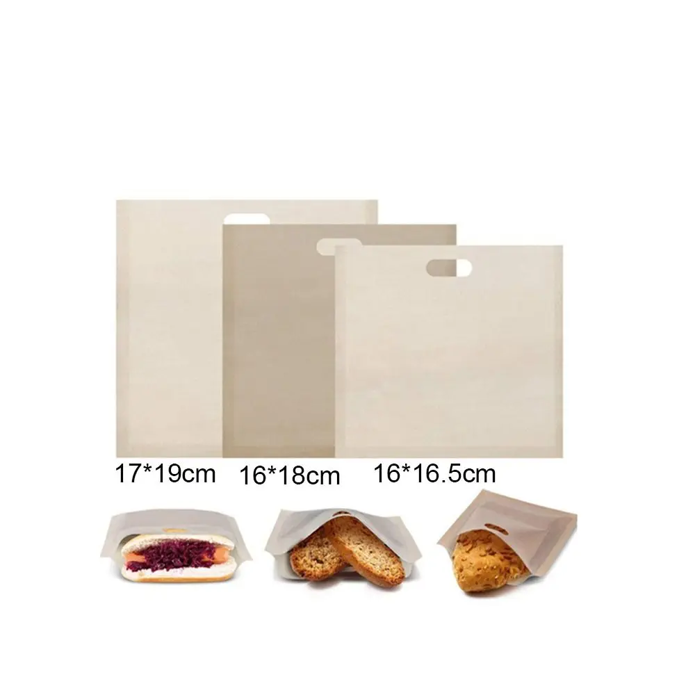 1PC Polyester Reusable Toaster Bag Snack Organizer Microwave Heating Sandwich Bags Baking Sheets Reusable Non Stick Bread Bag