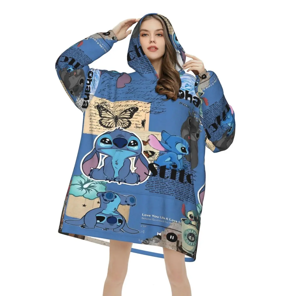 

Носимое одеяло со стежками, толстовка с капюшоном для женщин и мужчин, толстовка большого размера, одеяло с карманом