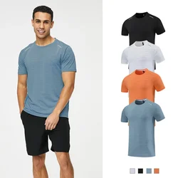 Men's Ice Silk Printed T-Shirt, Quick Drying, Wide Breathable, Loose Round Neck, Fitness, Running, Outdoor, Leisure Sports Top