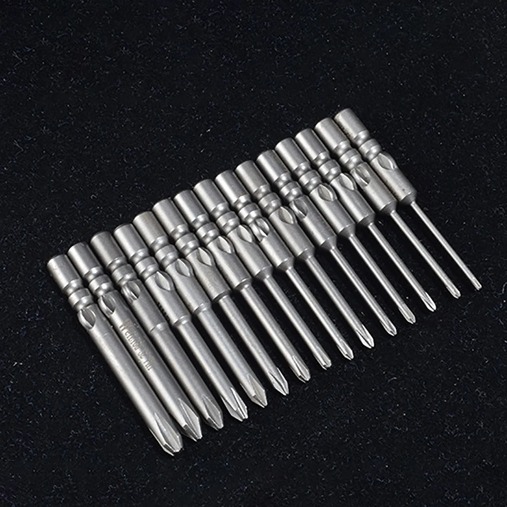 5pcs Phillips Screwdriver Bit PH00 PH0 PH1 PH2 Magnetic 4mm Round Shank S2 Steel 60/100mm Length Electric Bit Repair Tool