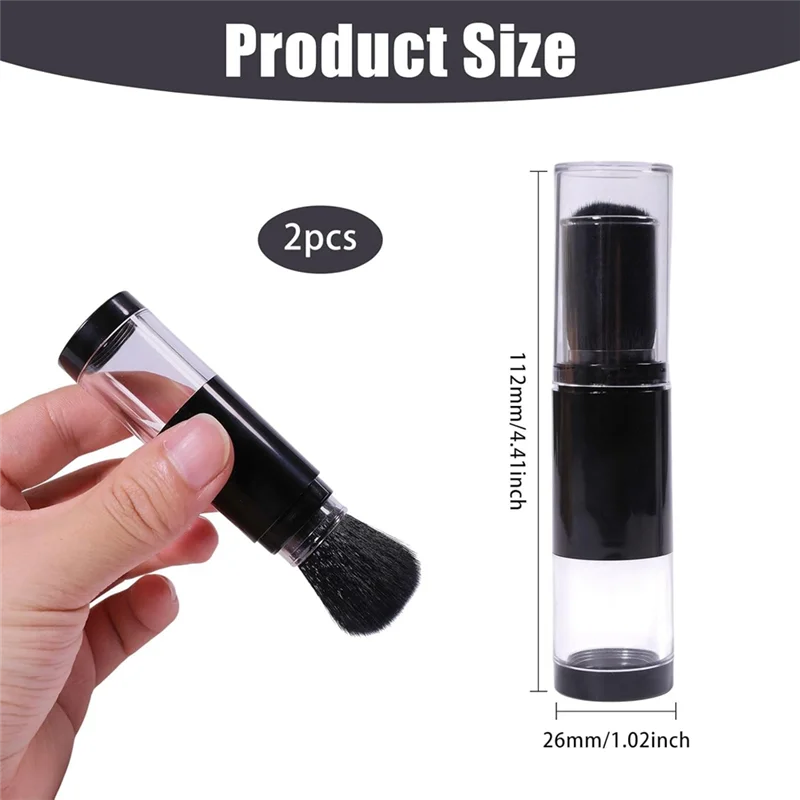 WORTHOWN-2Pcs Embossing Powder Brushes Retractable Applicator Tool Craft Painting Powder Brush Soft Bristles Handle Tool