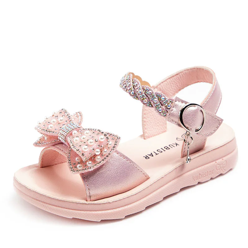 Girls Sandals 2023 Summer Children\'s Fashion Princess Shoes Versatile Kids Fashion Soft PU Butterfly Cute Shine Chic Dress Shoes