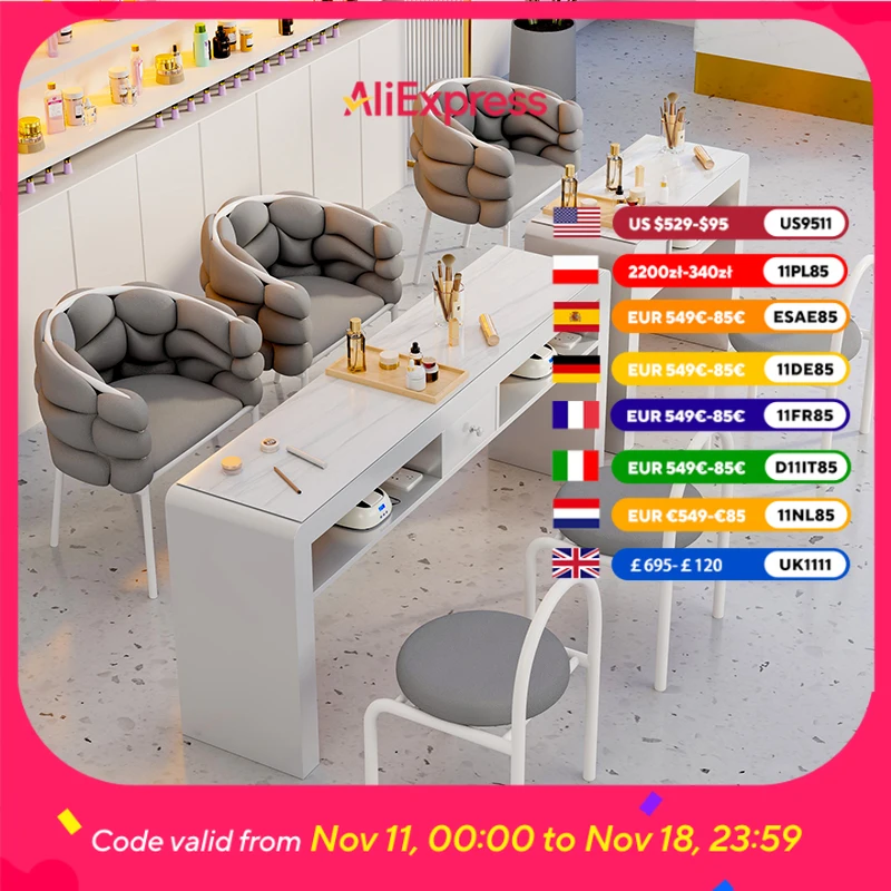 

Dust Collector Nail Table Professional Modern Workstation Salon Nail Desk Designer White Luxury Mesa Para Manicurista Furniture