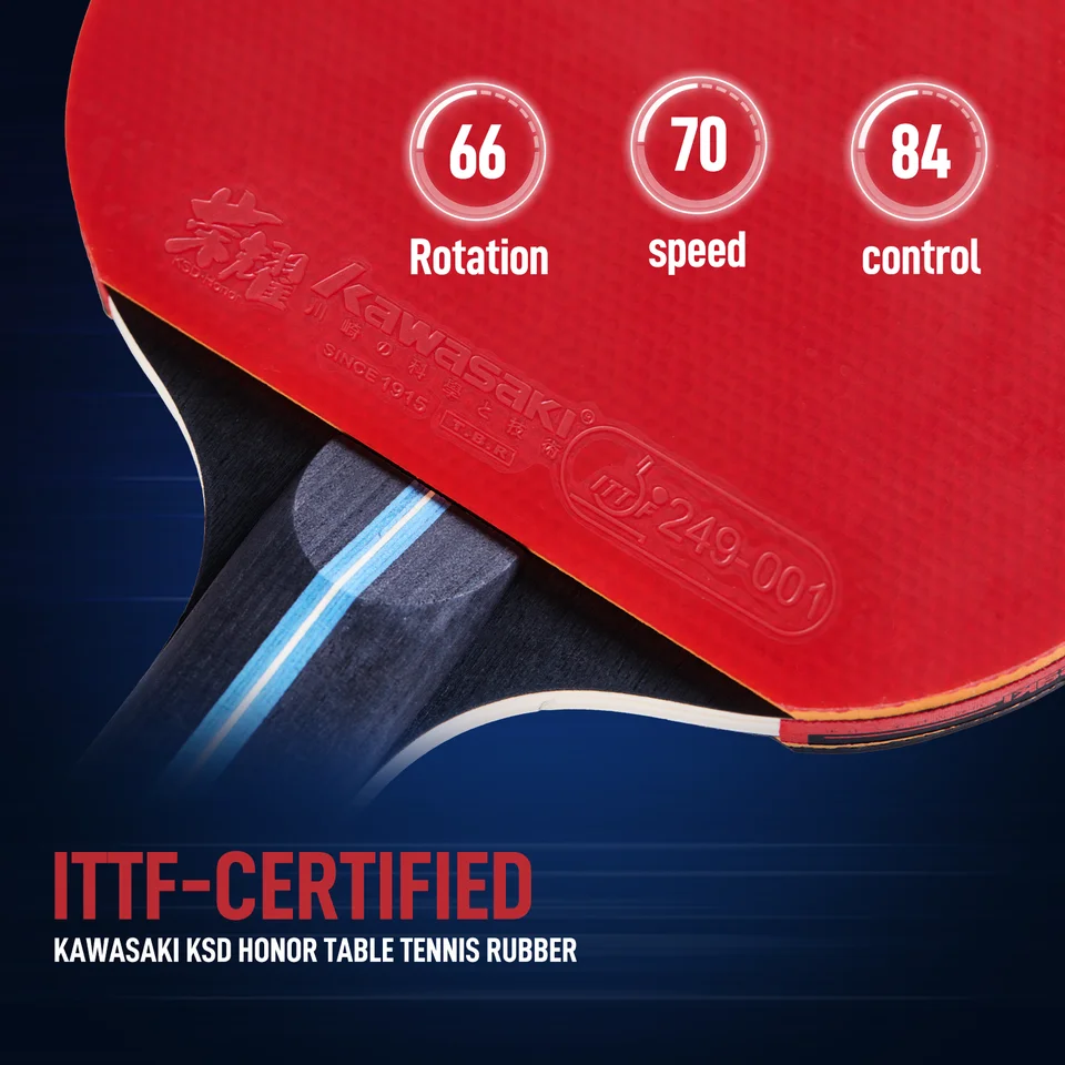 Kawasaki Table Tennis Set 2 Rackets 3 Balls with Case, ITTF