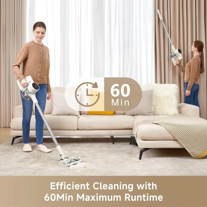 Cordless Vacuum Cleaner R10 Pure, 120AW Powerful Suction, Stick Vacuum Cleaner for Home, Anti-Tangle, LED Headlights, Up to 60