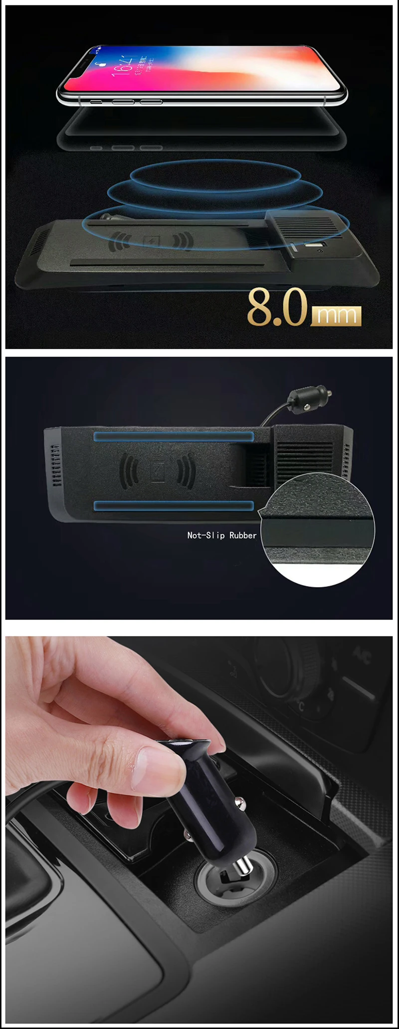 15W Auto-Mittelkonsolen-Wireless-Ladegerät, Handy-Ladestation, Ladehalterung für Audi A4 B8 B9 Allroad A5 S5 RS5 Q5 SQ5 – Detail 6
