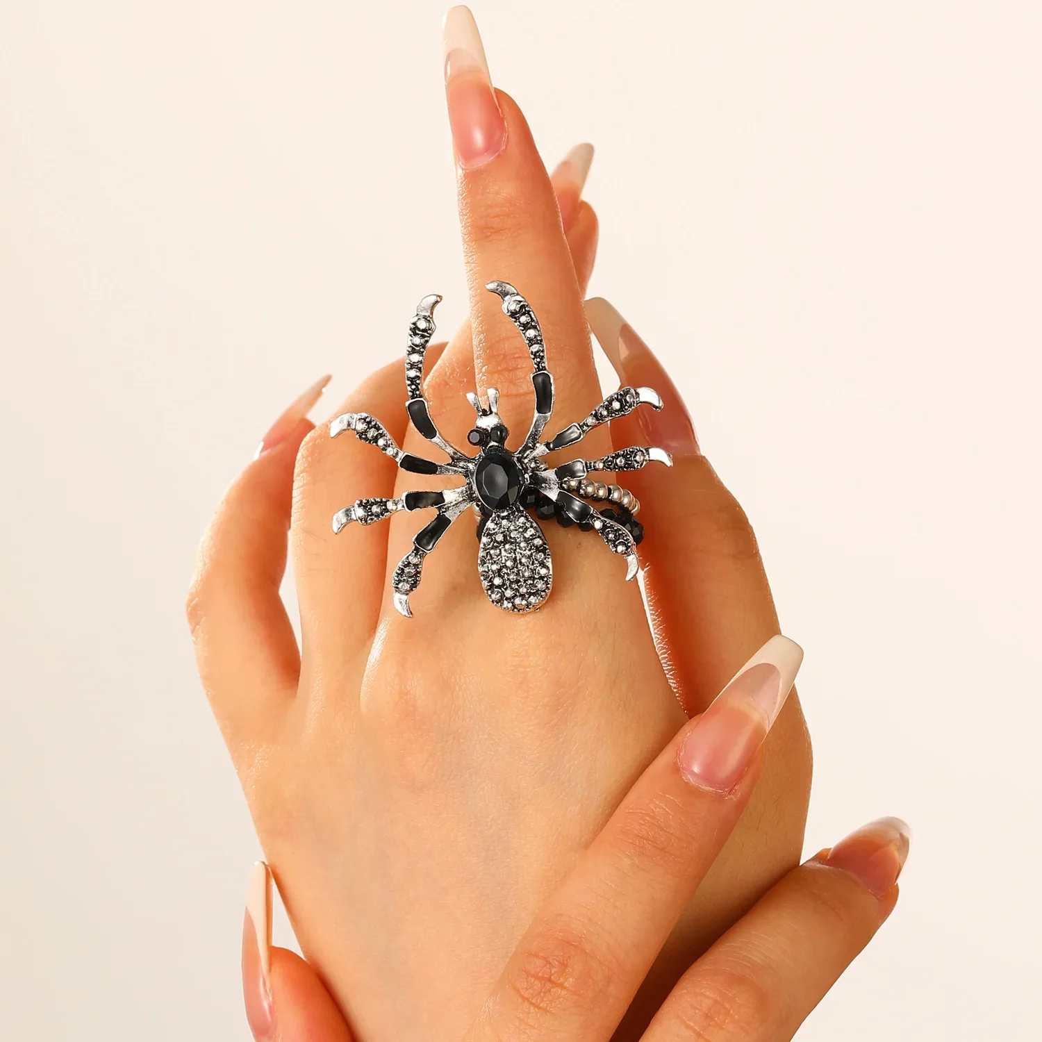 Women's Gothic Dark Spider Necklace Bracelet Ring Set