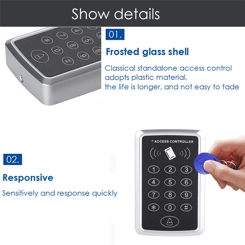 A72Z EM4100 TK4100 Access Control System RFID Keypad Keyboard Outdoor Waterproof Cover Keyfobs Door Opener For LOCK