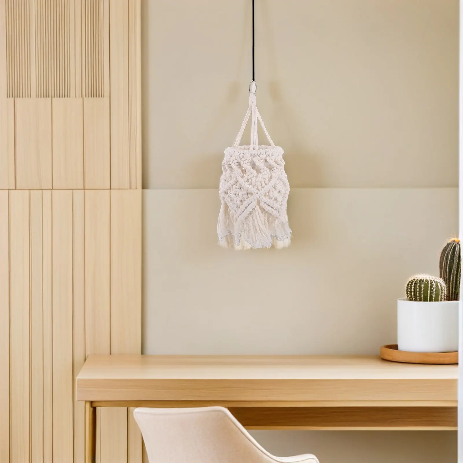 Handwoven Lamp Shade Bohemian Style Cotton Rope Woven Light Shade Cover for Living Room Bedroom Nursery Dorm Hanging Lamp Modern