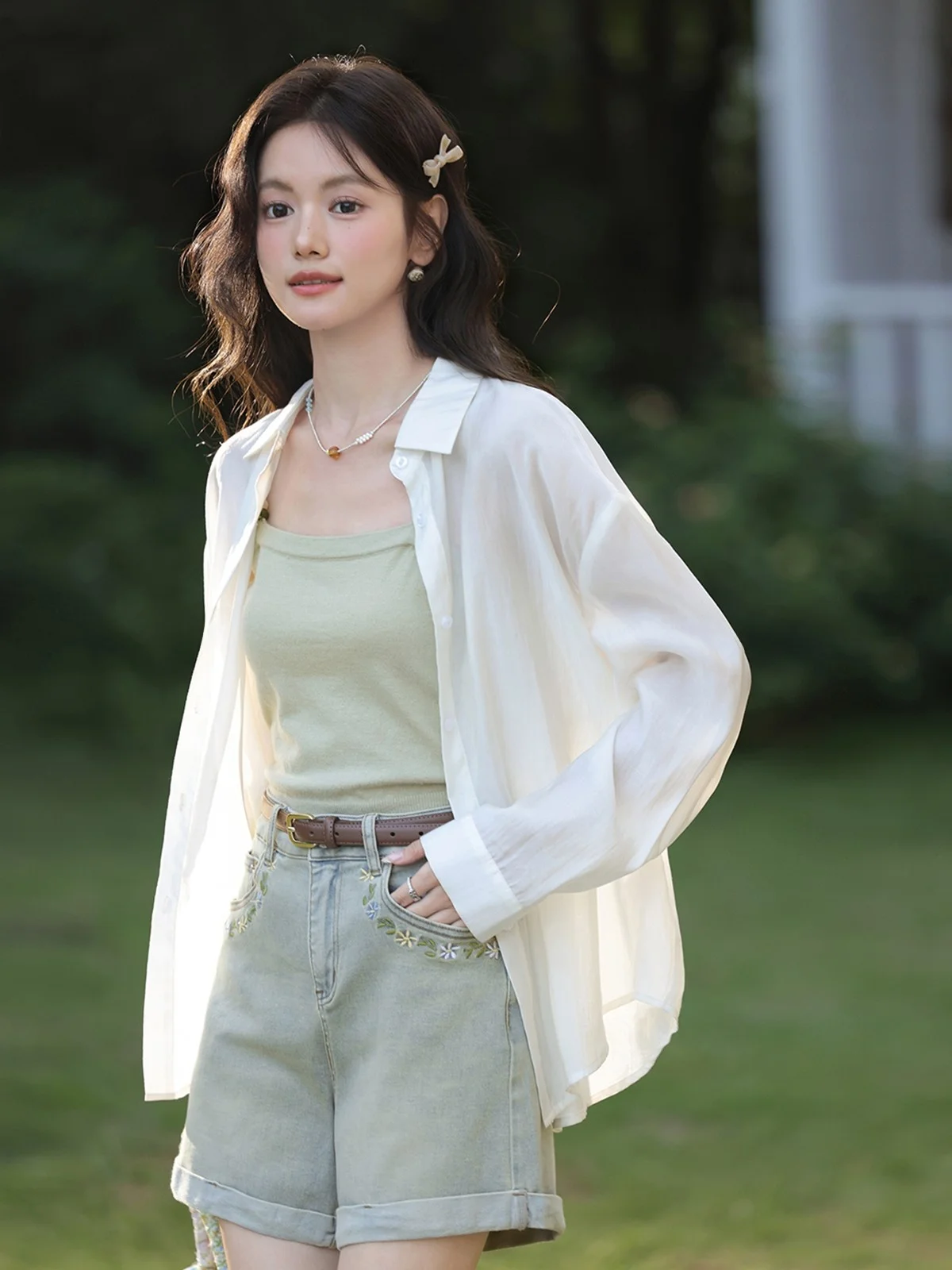 

Loose Casual Long Sve Women's irt Sun Protection Apricot Color Autumn Top Coat Lav Whisper Sle Faionable Leisure