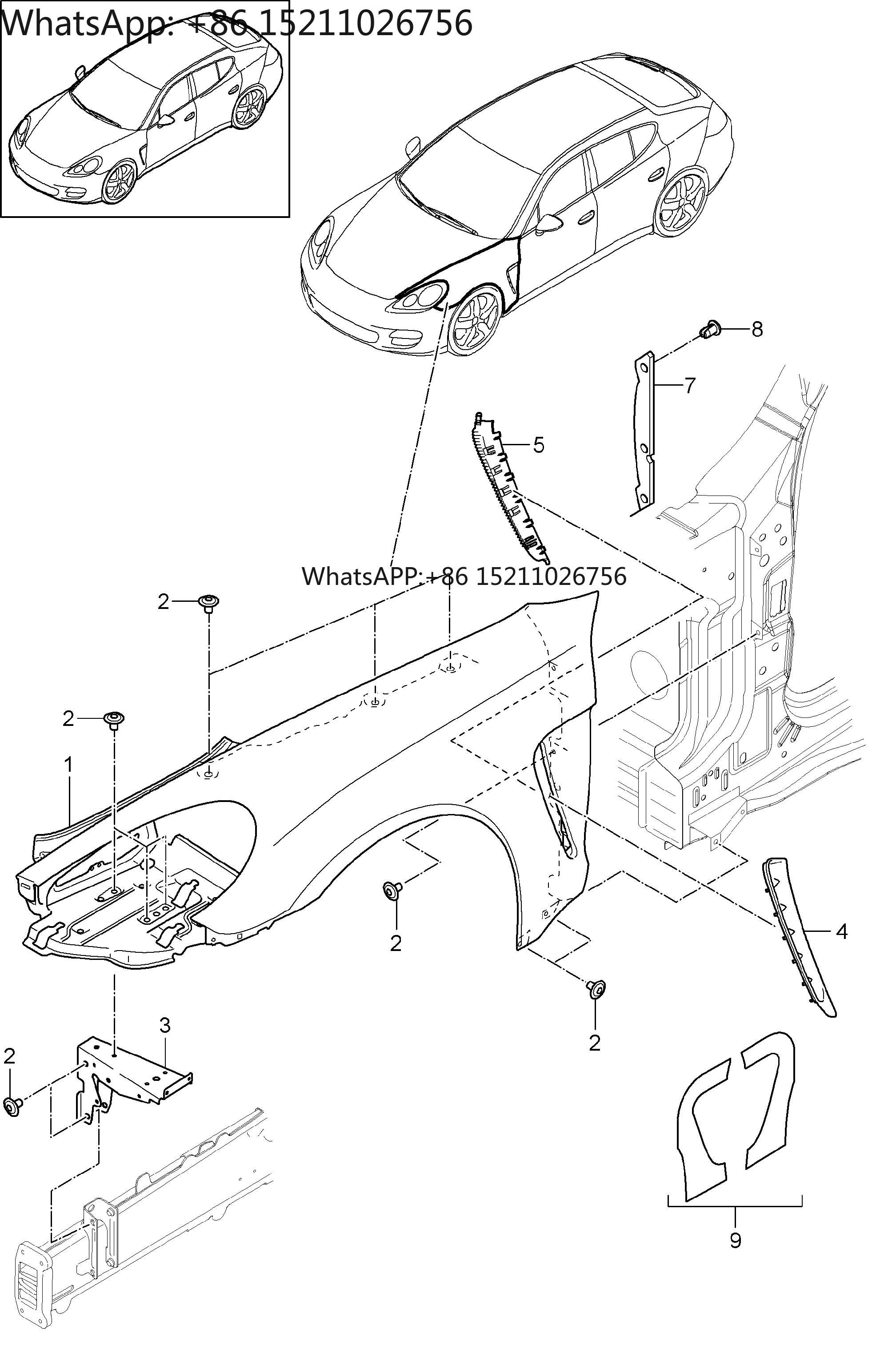 PER porsche 970 Parafango anteriore destro 2010 2011 Usato Parafango Panamera originale