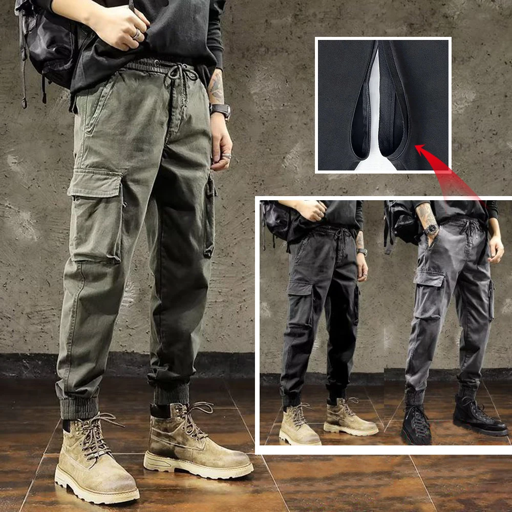 Versatile Work Men's Overalls Loose Invisible Open Crotch Outdoor Sex Large Size Casual Wear-resistant Multi Pocket Long Pants