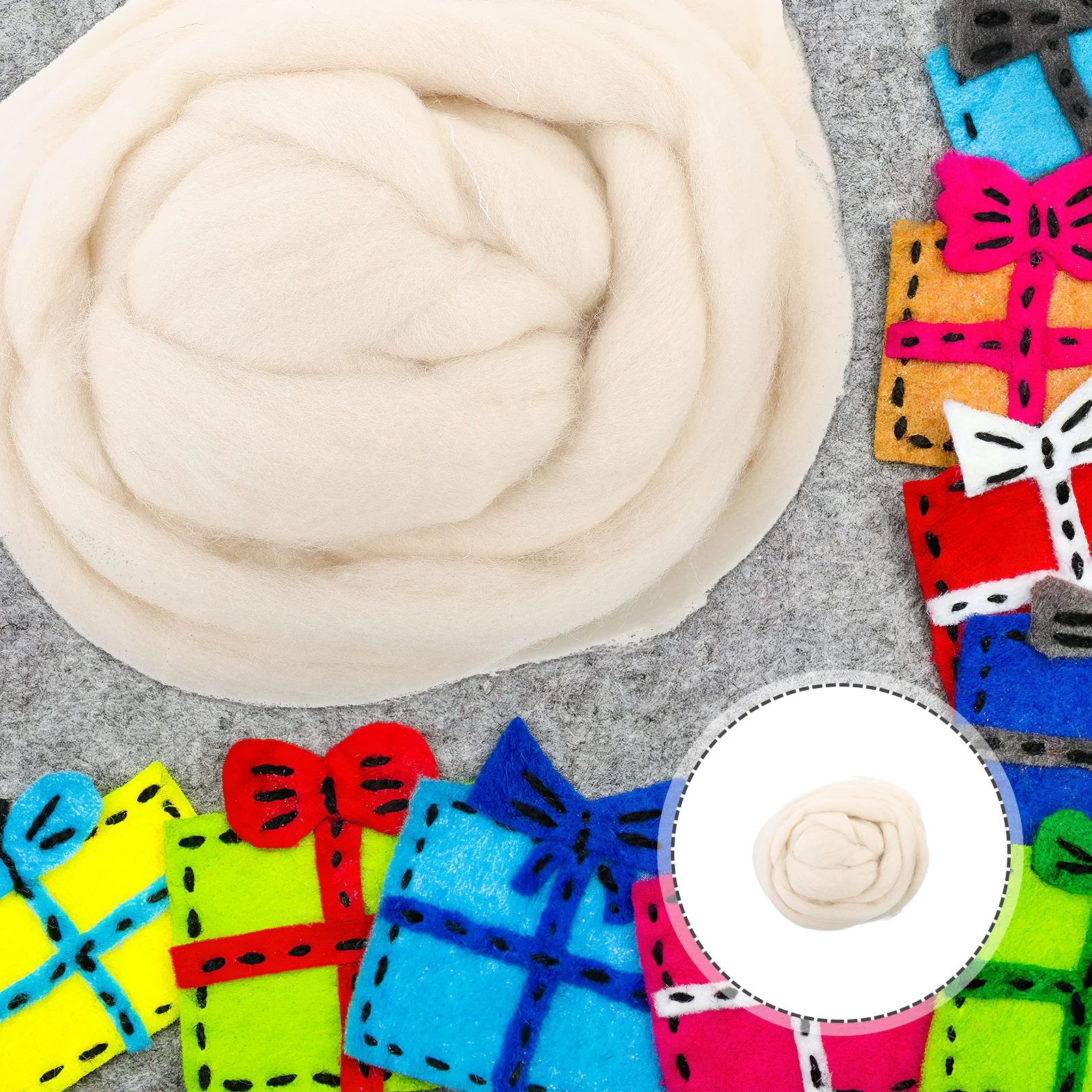 

200G Natural Wool Roving Super Soft Fiber for Needle Felting Sculpture Weaving Embellishments Soap Making DIY Crafts Roving Wool