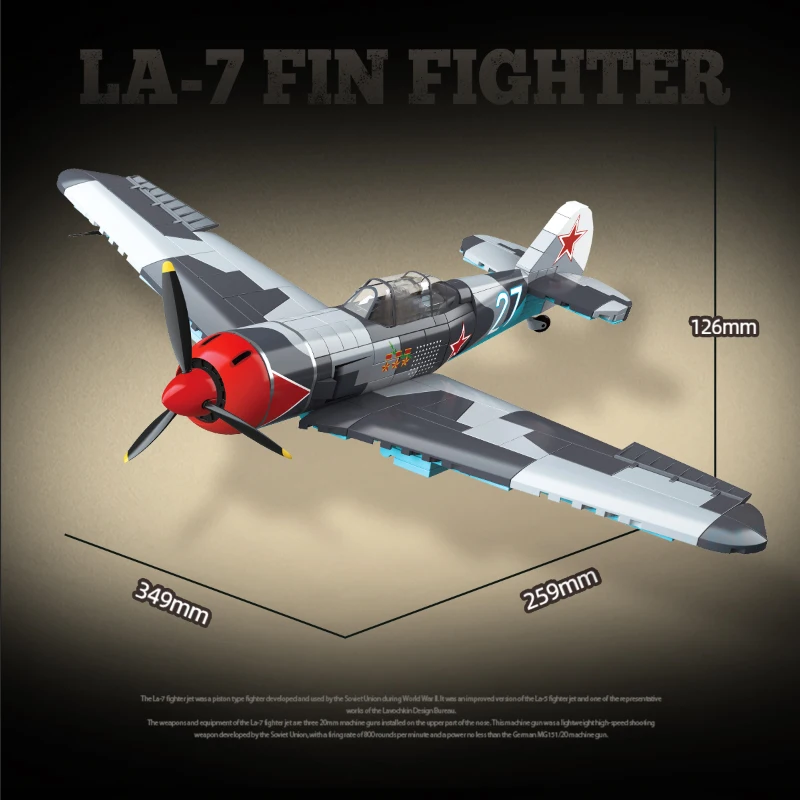 Military Yak-1B Fin Fighter Building Blocks WW2 Air Force Soldier Figures Bricks Educational Toys for Children Christmas Gift