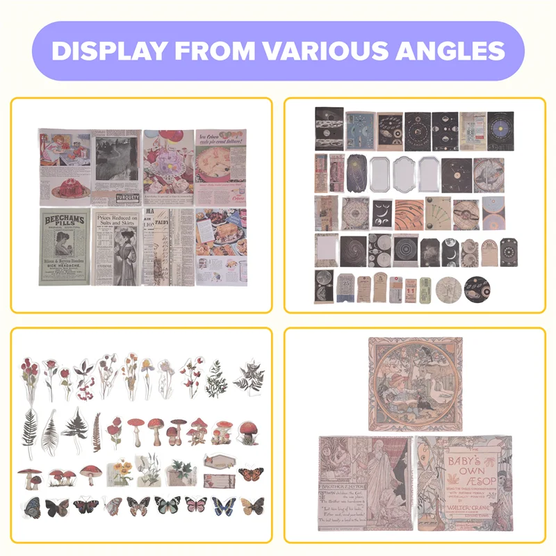 

AED6-600 Pieces Vintage Stickers Journaling Paper Antique Scrapbooking Journaling Paper Aesthetic Scrapbook Paper Stickers