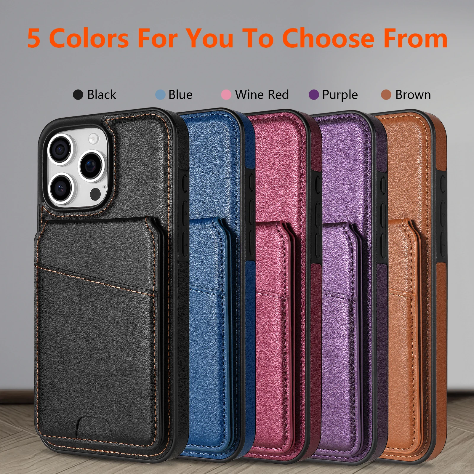 2 in 1 Detachable Cards Solt Leather Magnetic Case For iPhone 16 Pro Max 15 Plus 14 13 12 Vertical Bag Pocket For Magsafe Cover