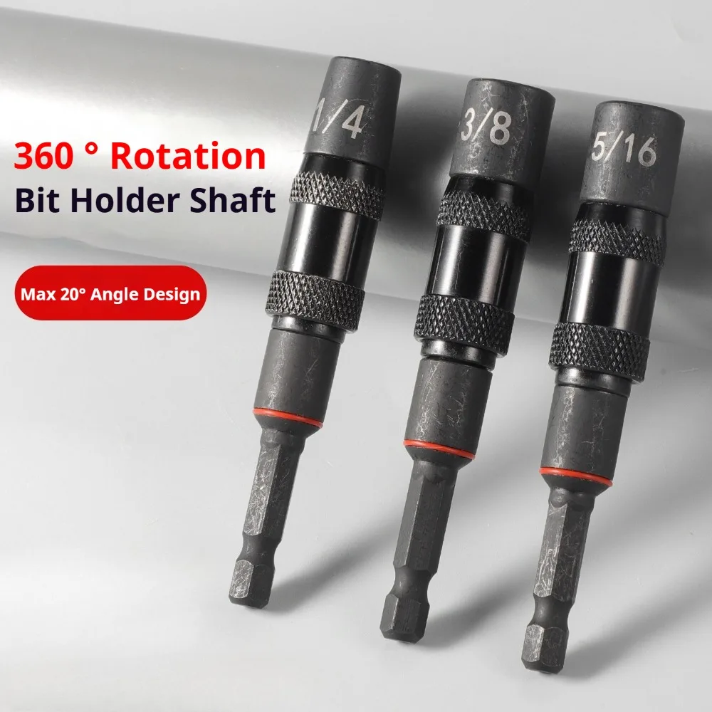 

3 шт. 1/4 "3/8" 5/16 ''тержень с шестигранным хвостовиком для электрической отвертки, сверла, регулируемый 20 градусов магнитный держатель отвертки